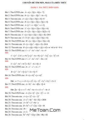 Chuyên Đề Tìm GTLN - GTNN Của Biểu Thức Bồi Dưỡng Học Sinh Giỏi Toán 8