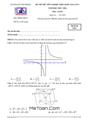 Đề Thi Thử Tốt Nghiệp THPT 2026 Môn Toán Lần 1 Trường Chuyên Trần Phú - Hải Phòng