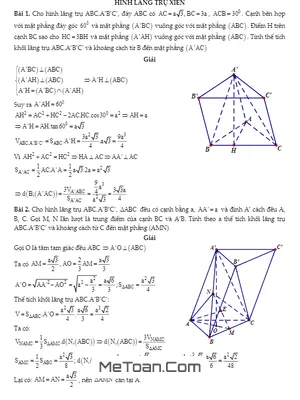 29 Bài Toán Hình Lăng Trụ Xiên - Trần Đình Cư