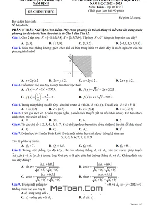 Đề thi học kỳ 2 Toán 10 năm 2022 – 2023 sở GD&ĐT Nam Định