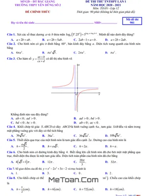 Đề thi thử THPT Quốc gia 2021 môn Toán lần 1 trường THPT Yên Dũng 2 – Bắc Giang
