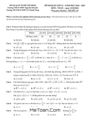 Đề kiểm tra Toán 12 năm 2024 - 2025 trường Nguyễn Khuyến & Lê Thánh Tông - TP HCM (13/10/2024)