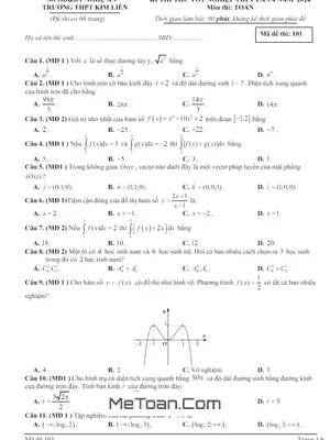 Đề thi thử THPT 2024 môn Toán lần 4 trường THPT Kim Liên - Nghệ An