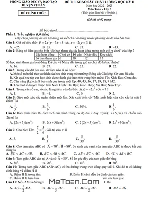 Đề Thi Học Kỳ 2 Toán 7 Năm 2022 - 2023 Phòng GD&ĐT Vụ Bản - Nam Định