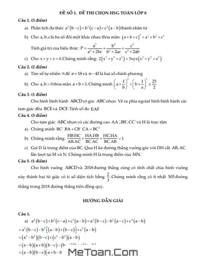 Tuyển Tập 50 Đề Ôn Thi Học Sinh Giỏi Toán 8 Có Lời Giải