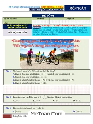 Bộ Đề Ôn Thi Tốt Nghiệp THPT Năm 2020 Môn Toán - Hoàng Xuân Nhàn