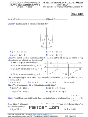 Đề thi thử Toán THPT Quốc gia 2018 trường THPT Thanh Chương 1 – Nghệ An lần 1 có đáp án