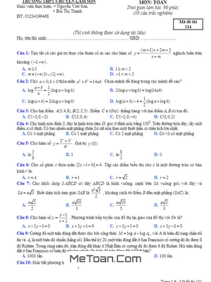 Đề Thi Thử THPT Quốc Gia 2017 Môn Toán Trường THPT Chuyên Lam Sơn - Thanh Hóa