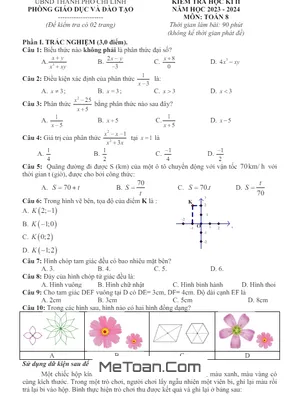 Đề thi học kì 2 Toán 8 năm 2023 - 2024 phòng GD&ĐT Chí Linh - Hải Dương