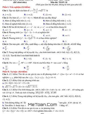 Đề thi HK1 Toán 10 năm 2017 - 2018 trường THPT Giao Thủy B - Nam Định (có lời giải)