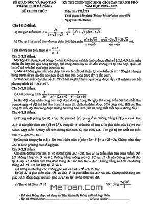 Đề Thi Chọn Học Sinh Giỏi Toán 9 Đà Nẵng 2025-2026: Sở GD&ĐT Công Bố