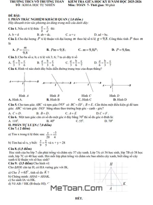 Đề Thi Giữa Kỳ 2 Toán Lớp 7 Năm 2025-2026 THCS Võ Trường Toản, TP.HCM Kèm Đáp Án Chi Tiết