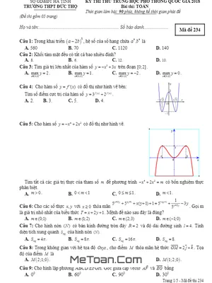Đề thi thử THPTQG 2018 môn Toán trường THPT Đức Thọ - Hà Tĩnh