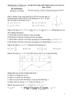 Đề Minh Họa Toán Thi THPT Quốc Gia 2017 - Lời Giải Chi Tiết