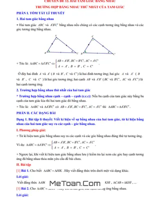 Chuyên Đề Hai Tam Giác Bằng Nhau, Trường Hợp Bằng Nhau Thứ Nhất Của Tam Giác Lớp 7