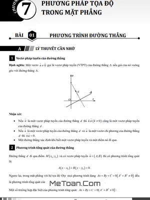 Chuyên Đề Phương Pháp Tọa Độ Trong Mặt Phẳng Toán 10 Chương Trình Mới