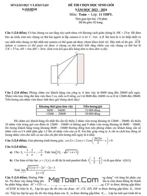 Đề thi chọn học sinh giỏi Toán 11 năm 2023 – 2024 sở GD&ĐT Nam Định