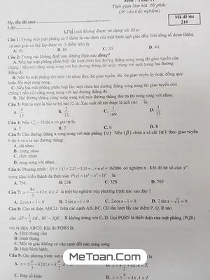 Đề thi HK1 Toán 11 năm 2017 - 2018 trường THPT Nhân Chính - Hà Nội (có đáp án)