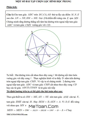 Tuyển chọn bài tập hình học phẳng ôn thi vào lớp 10 có lời giải