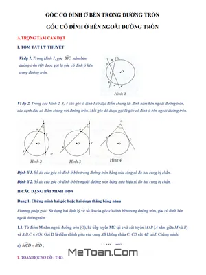 Góc Có Đỉnh Nằm Bên Trong Và Bên Ngoài Đường Tròn - Lý Thuyết & Bài Tập