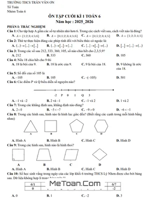Ôn tập cuối kì 1 Toán 6 năm 2025 – 2026 trường THCS Trần Văn Ơn – TP HCM