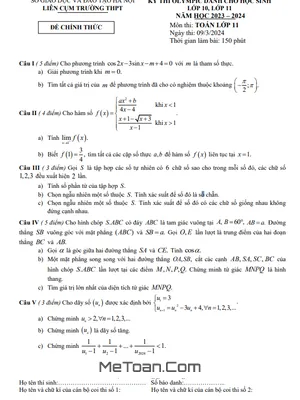Đề thi Olympic Toán lớp 11 năm 2023 - 2024 liên cụm trường THPT - Hà Nội