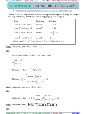 Chuyên Đề Hàm Số Lượng Giác Và Phương Trình Lượng Giác - Trần Văn Tài