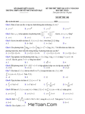 Đề thi thử Toán THPTQG 2019 trường chuyên Huỳnh Mẫn Đạt – Kiên Giang