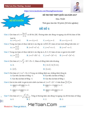 Bộ Đề 8+ Thi Thử THPT Quốc Gia 2017 Môn Toán Có Lời Giải Chi Tiết - Lưu Huy Thưởng