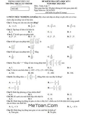 Đề Thi Giữa Kỳ 1 Toán 7 Năm 2023 - 2024 Trường THCS Cát Thành - Bình Định