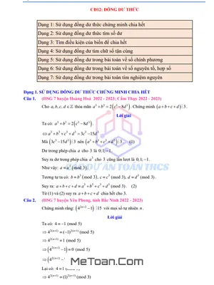 Cẩm Nang Luyện Thi HSG Toán 7: Chinh Phục Bài Toán Đồng Dư Thức