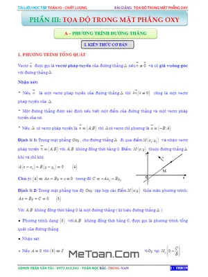 Chuyên Đề Phương Pháp Tọa Độ Trong Mặt Phẳng - Trần Văn Tài