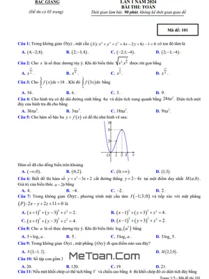 Đề thi thử tốt nghiệp THPT lần 1 năm 2024 môn Toán sở GD&ĐT Bắc Giang