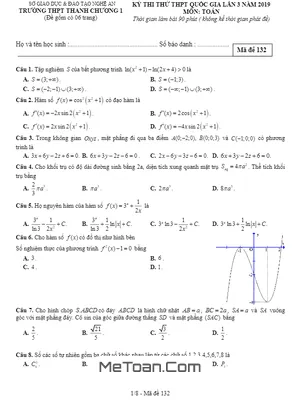 Đề thi thử Toán THPTQG lần 3 năm 2019 trường Thanh Chương 1 - Nghệ An