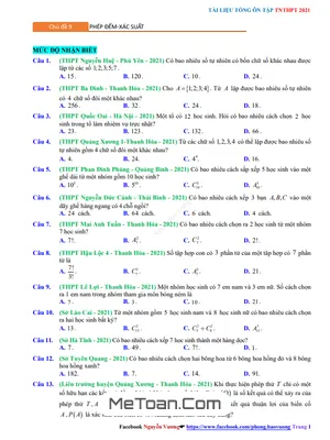 Tổng Ôn Tập TN THPT 2021 Môn Toán: Tổ Hợp Và Xác Suất
