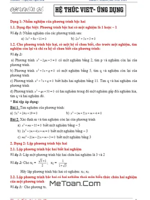 Chuyên Đề Hệ Thức Vi-ét Và Ứng Dụng - Nguyễn Ngọc Sơn