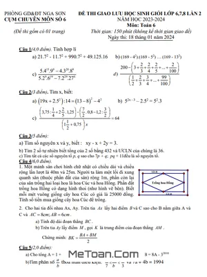Đề Giao Lưu HSG Toán 6 Lần 2 Năm 2023 - 2024 Cụm CM Số 6 Nga Sơn - Thanh Hóa