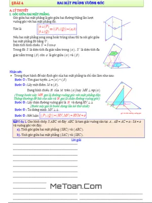 Bài Toán Hai Mặt Phẳng Vuông Góc - Diệp Tuân