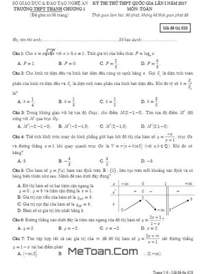 Đề thi thử THPT Quốc gia 2017 môn Toán trường THPT Thanh Chương 1 – Nghệ An lần 1