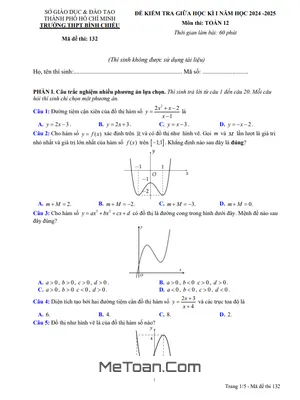Đề Thi Giữa Kỳ 1 Toán 12 Năm 2024 - 2025 Trường THPT Bình Chiểu - TP HCM