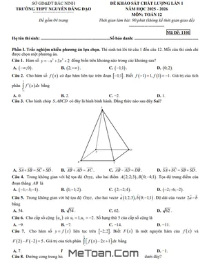 Tải Miễn Phí Đề Khảo Sát Lần 1 Toán 12 Năm 2025 – 2026 Trường THPT Nguyễn Đăng Đạo, Bắc Ninh (Có Đáp Án Chi Tiết)