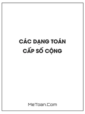 Các dạng toán cấp số cộng