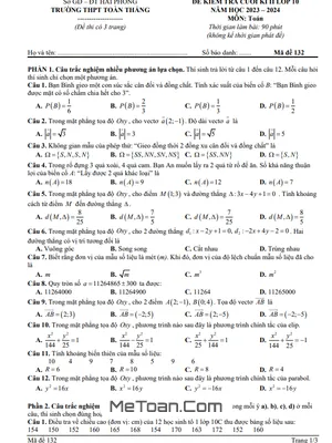 Đề thi học kì 2 Toán 10 năm 2023 - 2024 trường THPT Toàn Thắng - Hải Phòng