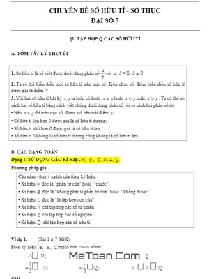 Phương pháp giải các dạng toán chuyên đề Số hữu tỉ - Số thực