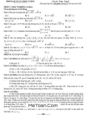 Đề khảo sát chất lượng Toán 9 năm 2019 sở GD&ĐT Bắc Ninh
