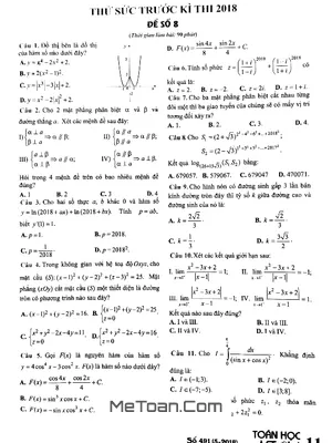 Đề thi thử Toán THPT Quốc gia 2018 - Tạp chí Toán Học Tuổi Trẻ lần 8