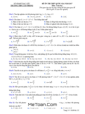 Đề ôn thi THPT Quốc gia 2017 môn Toán trường THPT Tân Phong - Bạc Liêu (có đáp án)