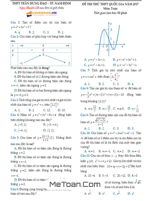 Đề thi thử THPT Quốc gia 2017 môn Toán trường THPT Trần Hưng Đạo - Nam Định