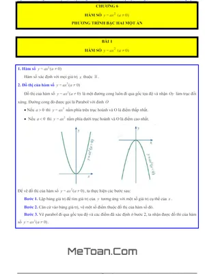 Tuyển tập bài tập Hàm số y = ax2 (a ≠ 0) và Phương trình bậc hai một ẩn Toán 9 CTST