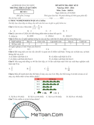 Đề thi học kì 2 Toán 6 năm 2023 - 2024 trường THCS Lê Quý Đôn - Hà Nội